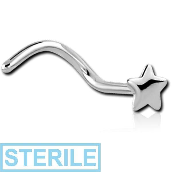 STERILE SURGICAL STEEL STAR CURVED NOSE STUD