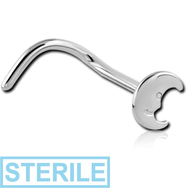 STERILE SURGICAL STEEL MOON CURVED NOSE STUD