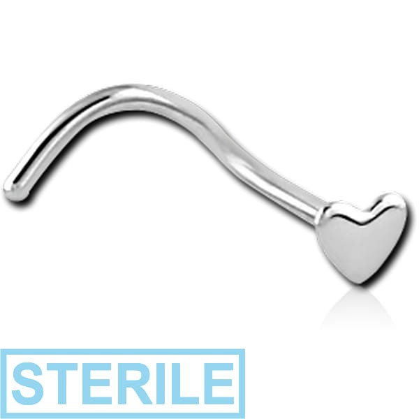 STERILE SURGICAL STEEL HEART CURVED NOSE STUD