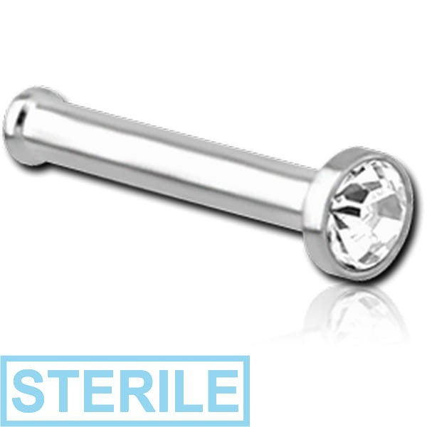 STERILE SURGICAL STEEL JEWELLED NOSE BONE WITH SET STONE