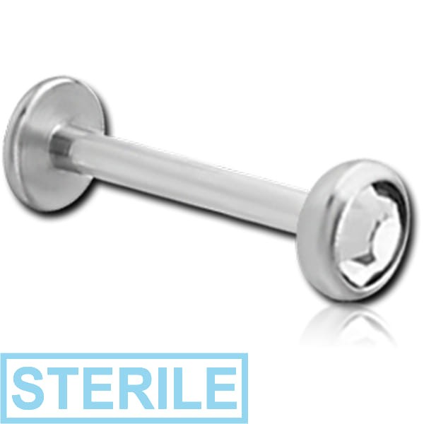 STERILE SURGICAL STEEL JEWELLED THREADLESS DISC LABRET
