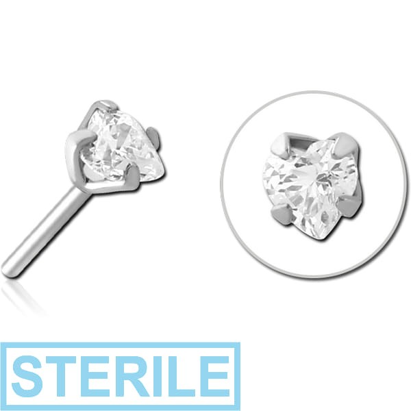 STERILE SURGICAL STEEL JEWELLED THREADLESS ATTACHMENT - HEART