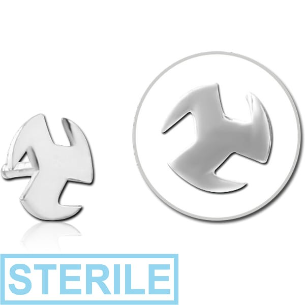 STERILE STERLING SILVER 925 PUSH FIT ATTACHMENT FOR BIOFLEX INTERNAL LABRET - NINJA STAR