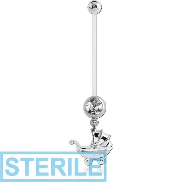 STERILE PTFE PREGNANCY NAVEL BANANA WITH BABY TROLLEY DANGLING CHARM