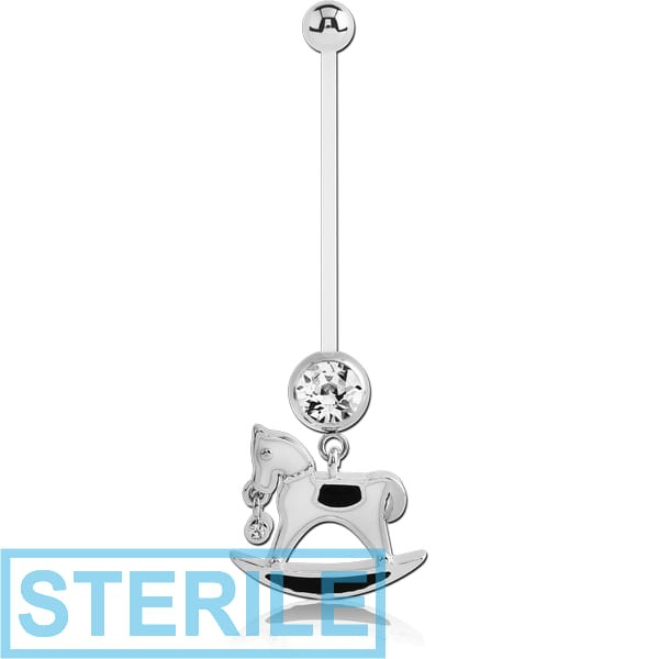 STERILE PTFE PREGNANCY NAVEL BANANA WITH ROCKING HORSE DANGLING CHARM