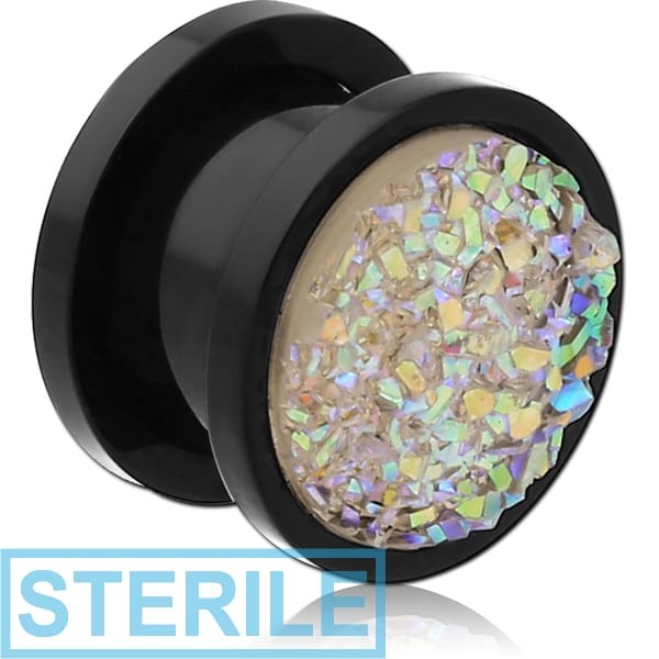 STERILE ACRYLIC DRUSY RESIN PICTURE THREADED TUNNEL