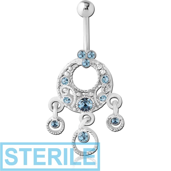 STERILE RHODIUM PLATED JEWELLED FASHION NAVEL BANANA