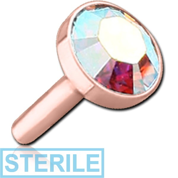 STERILE ROSE GOLD PVD COATED SURGICAL STEEL OPTIMA CRYSTAL JEWELLED PUSH FIT DISC FOR BIOFLEX INTERNAL LABRET