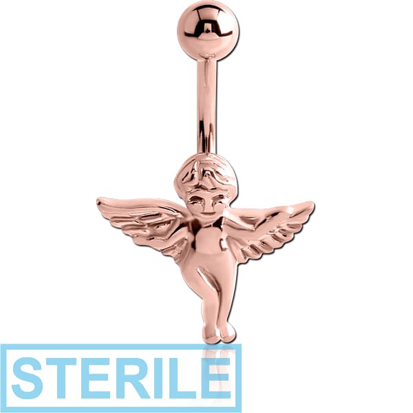 STERILE ROSE GOLD PVD COATED BRASS JEWELLED NAVEL BANANA - ANGLE