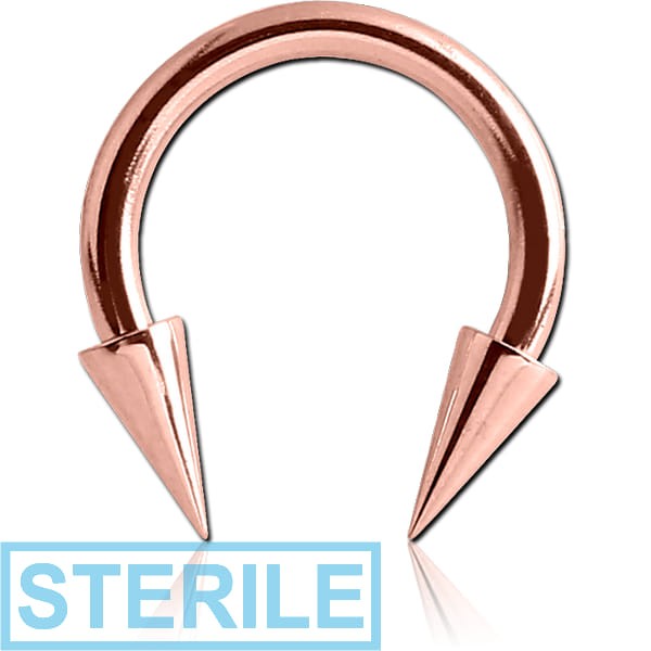 STERILE ROSE GOLD PVD COATED SURGICAL STEEL CIRCULAR BARBELL WITH CONES