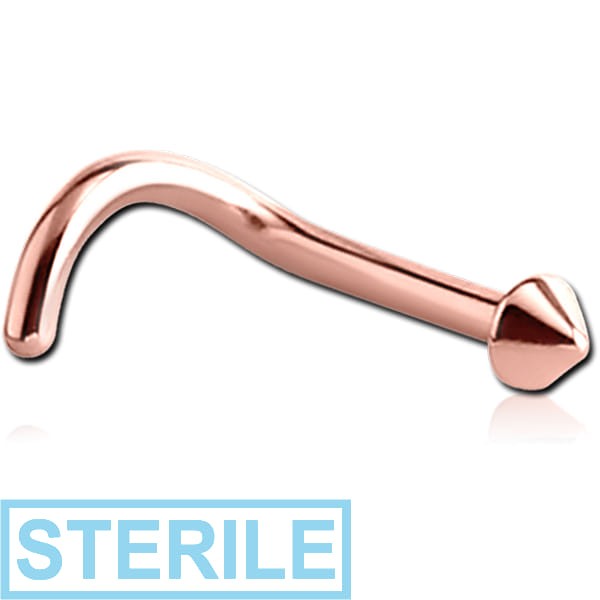 STERILE ROSE GOLD PVD COATED SURGICAL STEEL CURVED CONE NOSE STUD