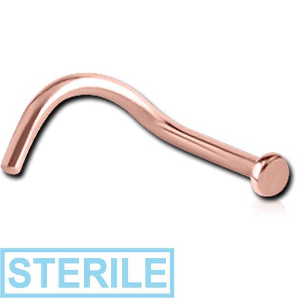 STERILE ROSE GOLD PVD COATED SURGICAL STEEL CURVED DISC NOSE STUD