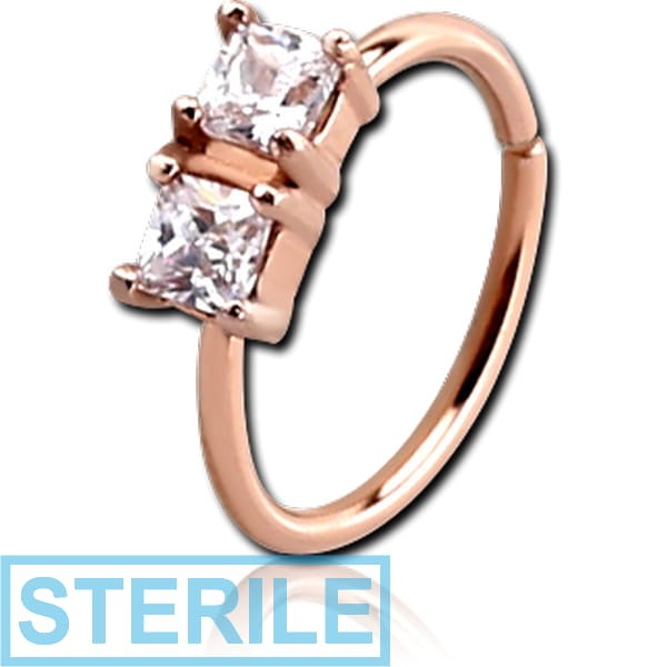 STERILE ROSE GOLD PVD COATED SURGICAL STEEL JEWELLED SEAMLESS RING