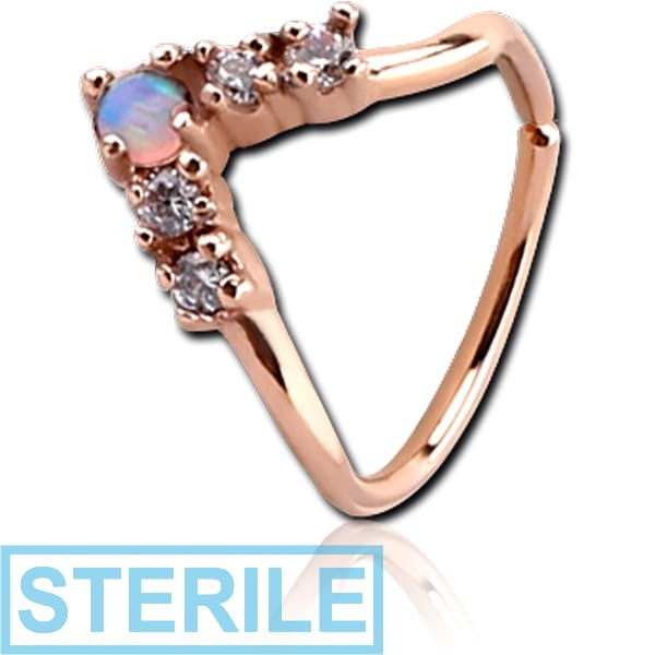 STERILE ROSE GOLD PVD COATED SURGICAL STEEL SYNTHETIC OPAL SEAMLESS RING