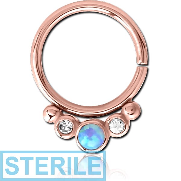 STERILE ROSE GOLD PVD COATED SURGICAL STEEL JEWELLED SEAMLESS RING