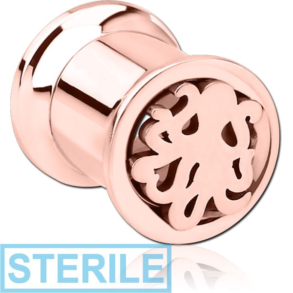STERILE ROSE GOLD PVD COATED STAINLESS STEEL DOUBLE FLARED INTERNALLY CUT OUT THREADED TUNNEL - SQUID