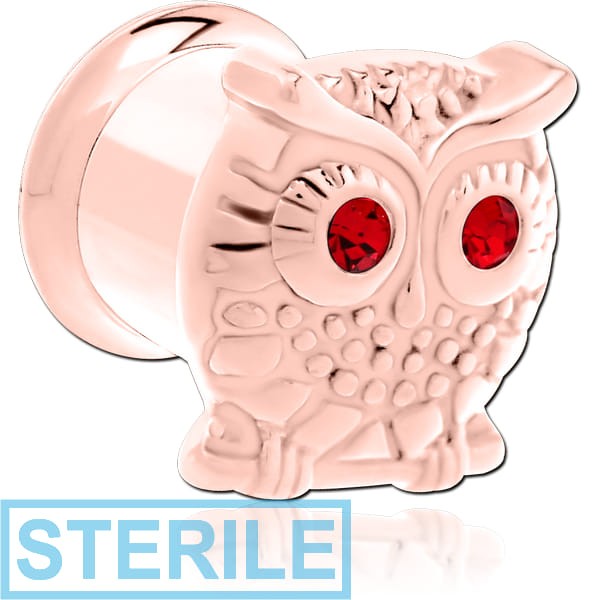 STERILE ROSE GOLD PVD COATED STAINLESS STEEL DOUBLE FLARED INTERNALLY THREADED TUNNEL - OWL