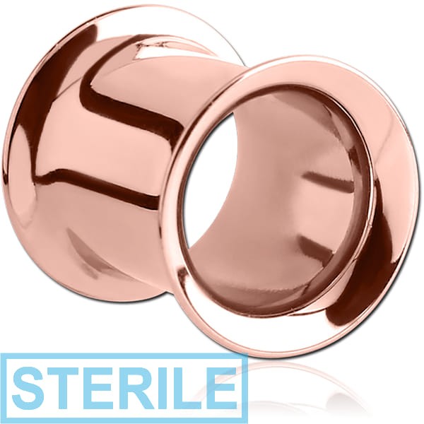 STERILE ROSE GOLD PVD COATED STAINLESS STEEL DOUBLE FLARED TUNNEL