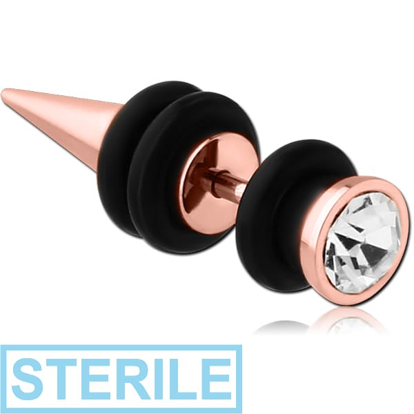 STERILE ROSE GOLD PVD COATED SURGICAL STEEL JEWELLED FAKE EXPANDER