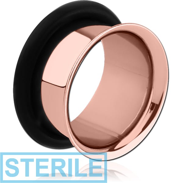 STERILE ROSE GOLD PVD COATED STAINLESS STEEL SINGLE FLARED TUNNEL