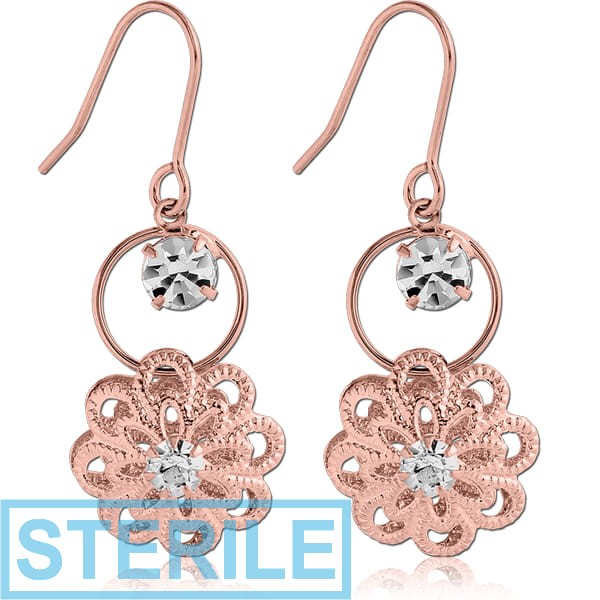 STERILE ROSE GOLD PVD COATED BRASS EARRINGS PAIR
