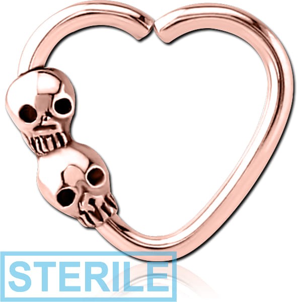 STERILE ROSE GOLD PVD COATED SURGICAL STEEL OPEN HEART SEAMLESS RING