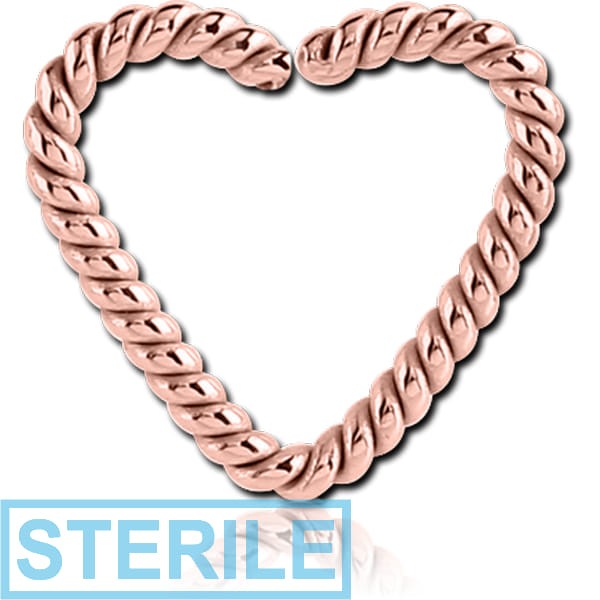 STERILE ROSE GOLD PVD COATED SURGICAL STEEL OPEN HEART SEAMLESS RING