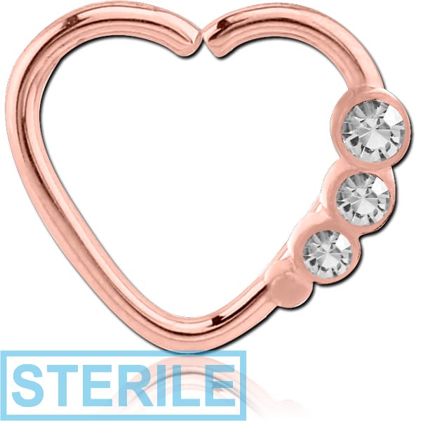 STERILE ROSE GOLD PVD COATED SURGICAL STEEL OPEN HEART SEAMLESS RING