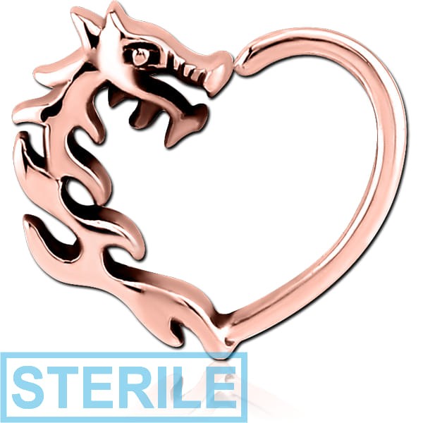 STERILE ROSE GOLD PVD COATED SURGICAL STEEL OPEN HEART SEAMLESS RING