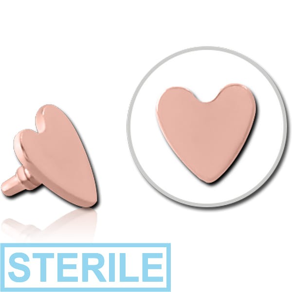 STERILE ROSE GOLD PVD COATED SURGICAL STEEL HEART FOR 1.2MM INTERNALLY THREADED PINS