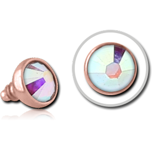 ROSE GOLD PVD COATED SURGICAL STEEL SWAROVSKI CRYSTAL JEWELLED BALL FOR 1.2MM INTERNALLY THREADED PIN
