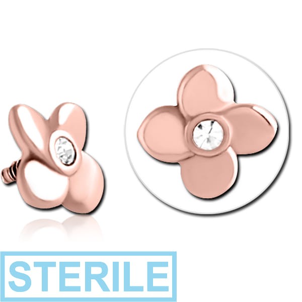STERILE ROSE GOLD PVD COATED SURGICAL STEEL JEWELLED MICRO ATTACHMENT FOR 1.2MM INTERNALLY THREADED PINS