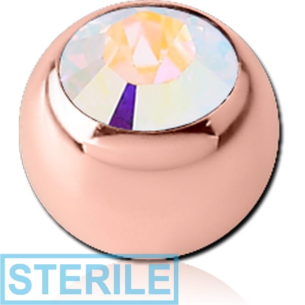 STERILE ROSE GOLD PVD COATED SURGICAL STEEL HIGH END CRYSTAL JEWELLED BALL
