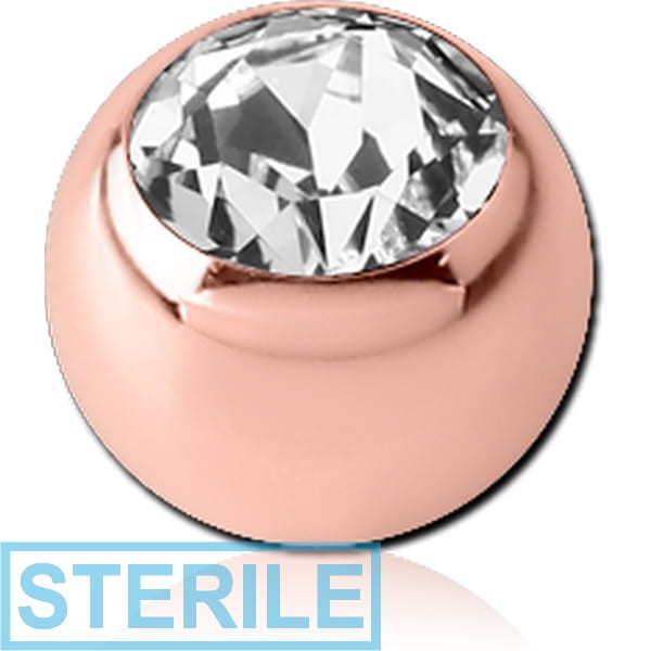 STERILE ROSE GOLD PVD COATED SURGICAL STEEL OPTIMA CRYSTAL JEWELLED BALL