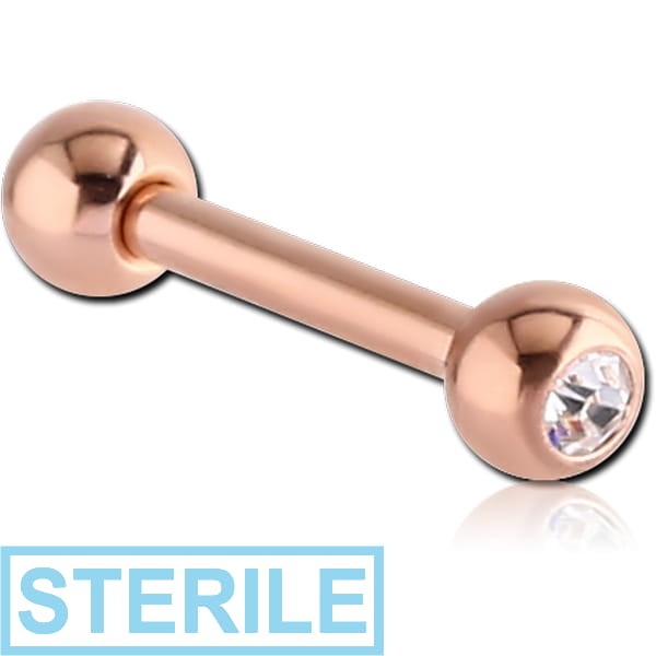 STERILE ROSE GOLD PVD COATED SURGICAL STEEL OPTIMA CRYSTAL JEWELLED MICRO BARBELL