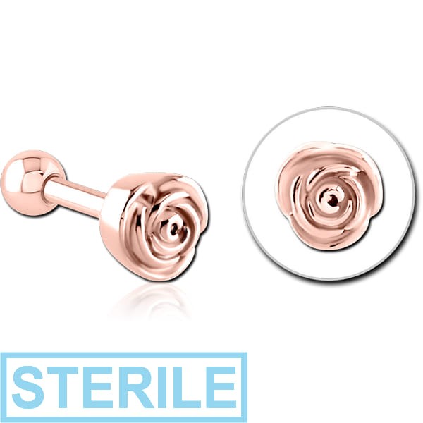 STERILE ROSE GOLD PVD COATED SURGICAL STEEL TRAGUS MICRO BARBELL - ROSE
