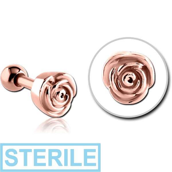 STERILE ROSE GOLD PVD COATED SURGICAL STEEL TRAGUS MICRO BARBELL - ROSE