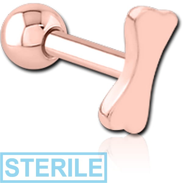 STERILE ROSE GOLD PVD COATED SURGICAL STEEL TRAGUS MICRO BARBELL - BONE