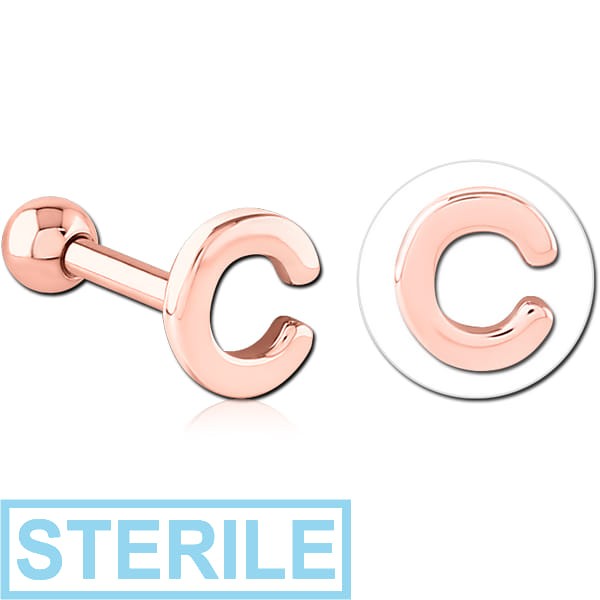 STERILE ROSE GOLD PVD COATED SURGICAL STEEL TRAGUS MICRO BARBELL - C