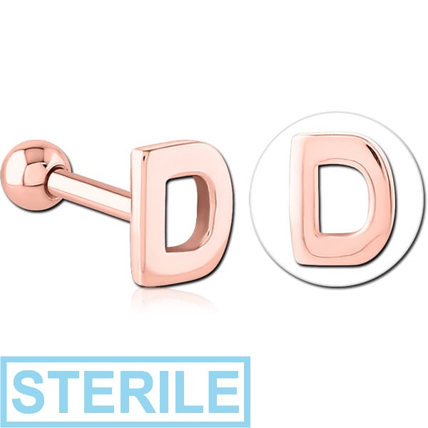 STERILE ROSE GOLD PVD COATED SURGICAL STEEL TRAGUS MICRO BARBELL - D