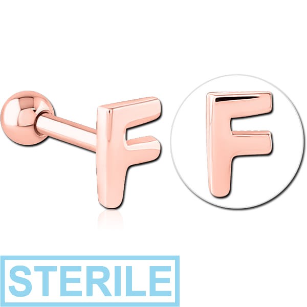 STERILE ROSE GOLD PVD COATED SURGICAL STEEL TRAGUS MICRO BARBELL - F