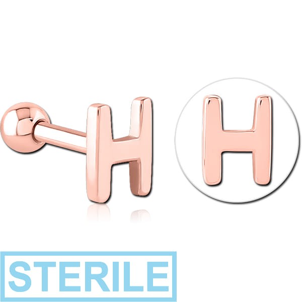 STERILE ROSE GOLD PVD COATED SURGICAL STEEL TRAGUS MICRO BARBELL - H