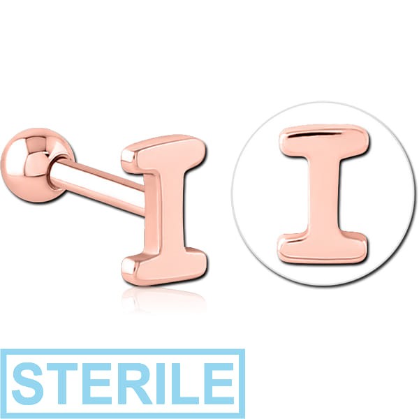 STERILE ROSE GOLD PVD COATED SURGICAL STEEL TRAGUS MICRO BARBELL - I