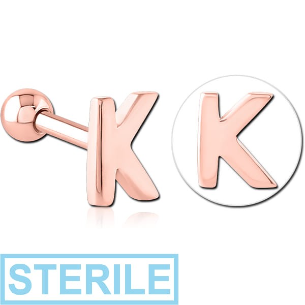 STERILE ROSE GOLD PVD COATED SURGICAL STEEL TRAGUS MICRO BARBELL - K