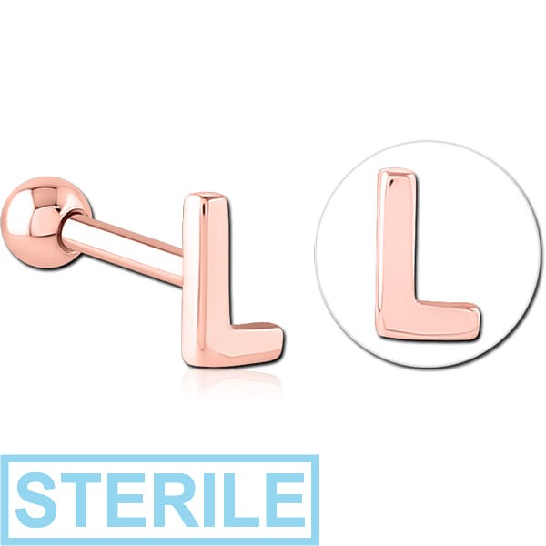 STERILE ROSE GOLD PVD COATED SURGICAL STEEL TRAGUS MICRO BARBELL - L