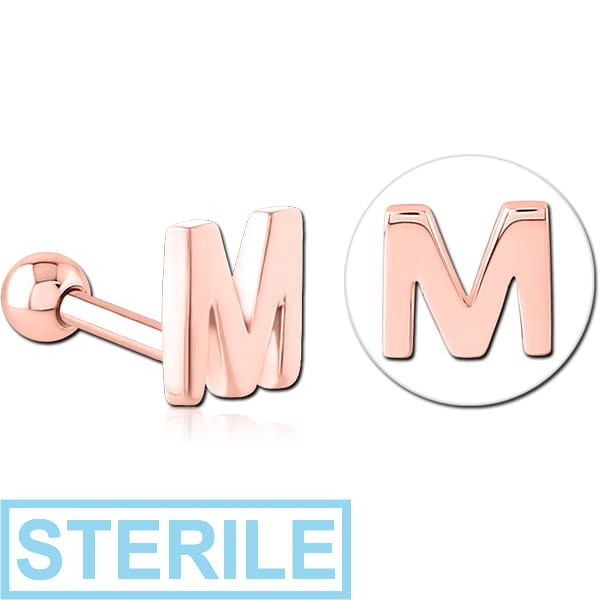 STERILE ROSE GOLD PVD COATED SURGICAL STEEL TRAGUS MICRO BARBELL - M
