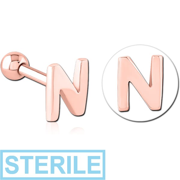 STERILE ROSE GOLD PVD COATED SURGICAL STEEL TRAGUS MICRO BARBELL - N