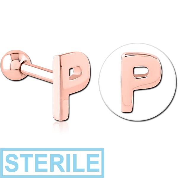 STERILE ROSE GOLD PVD COATED SURGICAL STEEL TRAGUS MICRO BARBELL - P