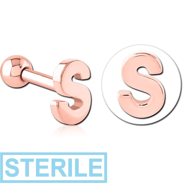 STERILE ROSE GOLD PVD COATED SURGICAL STEEL TRAGUS MICRO BARBELL - S