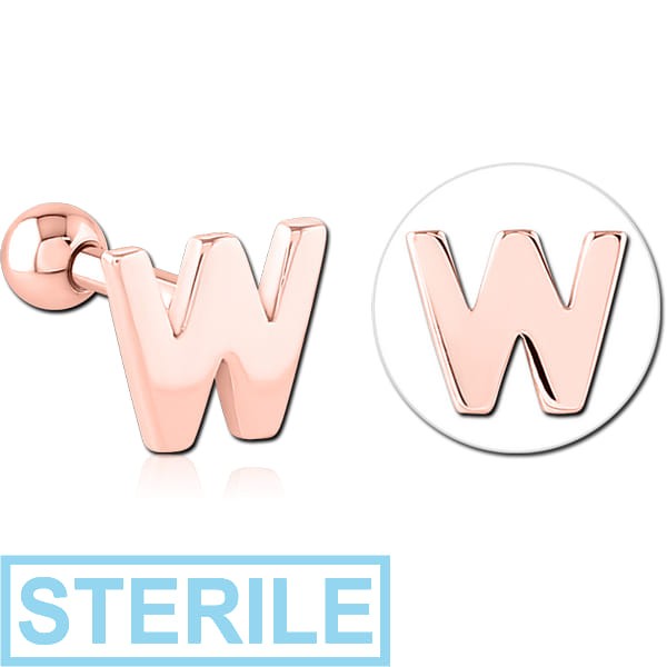 STERILE ROSE GOLD PVD COATED SURGICAL STEEL TRAGUS MICRO BARBELL - W